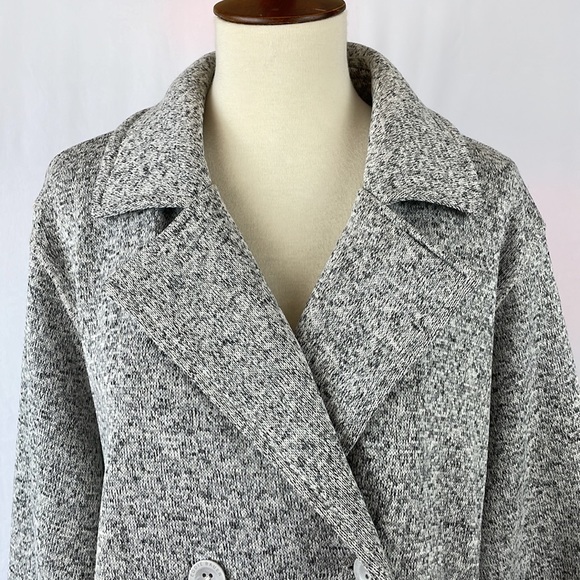 Eddie Bauer Heather Gray Double Breasted Fleece Pocketed Sweater Jacket -Size XL - Picture 2 of 14